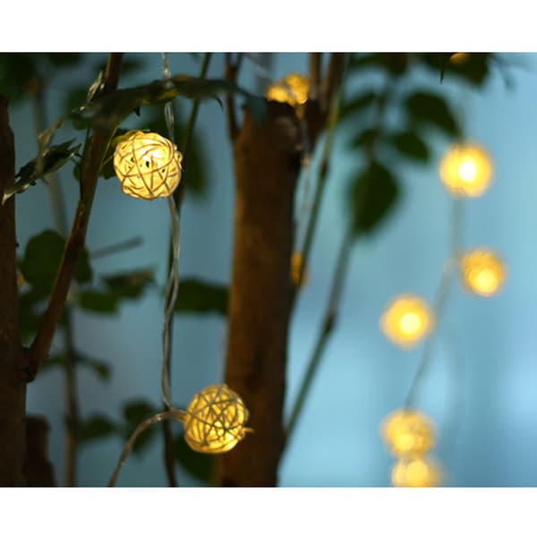 20LED Rattan Kugle Lys String Romantisk Dekorativt Fe Lys til Udendørs Indendørs