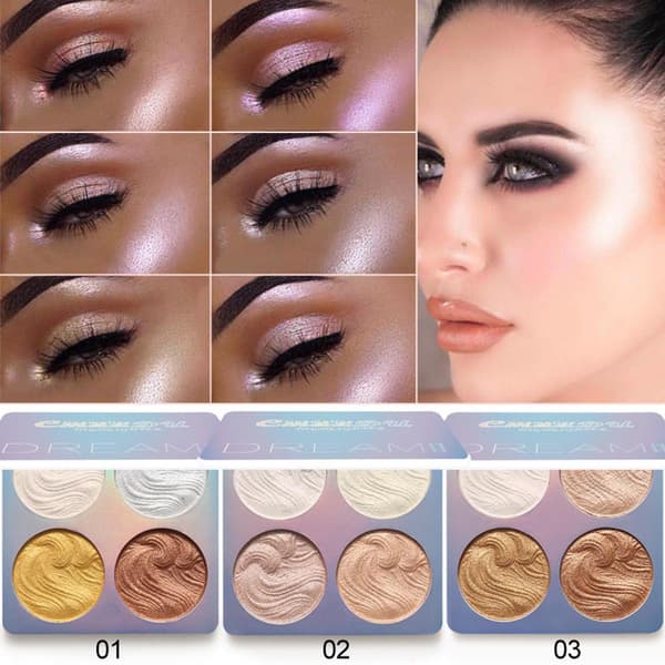 4 Farve Highlight Palette 3D Kropsglimmer Highlighter Pudder Professionel Makeup Ansigts- og Kropslysende Kosmetik Highlight Contour B