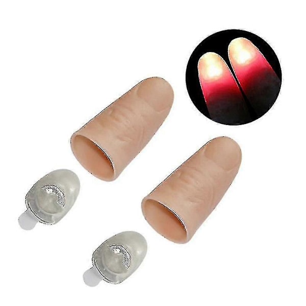 2 st Fest Ljusande Glöd Tummar Ljus LED Blinkande Fingrar Ljus Magiska Trick Rekvisita Zekai Färg