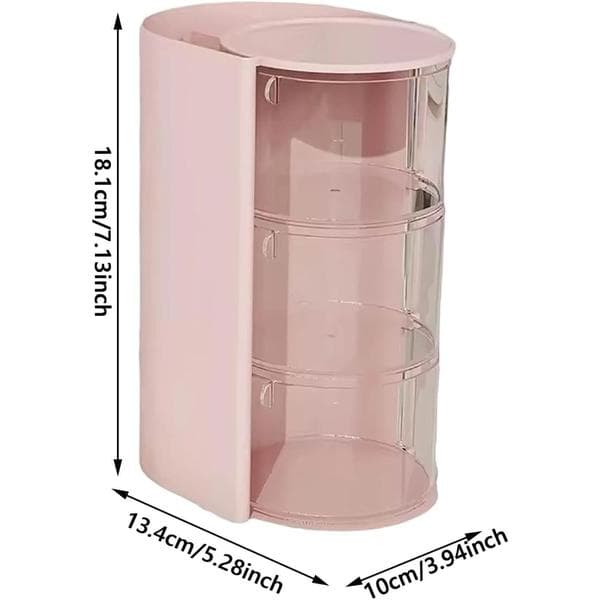 Rotating Makeup Brush Organizer with Built-in Hairbrush Holder, Three-Layer Design