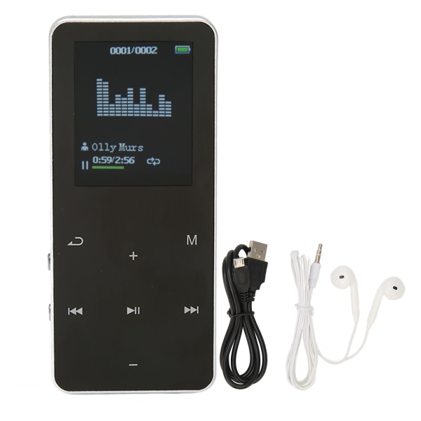 MP3-spelare 8G Bluetooth 4,2 1,8 tums skärm Brusreducering Förlustfri bärbar MP4-spelare med översättningsordbok Silver