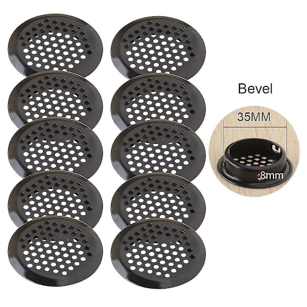 10 st 19-53mm Svarta Cirkulära Takfotsventiler Rostfritt Stål Lamellventiler-B7 Lutande plan 35mm