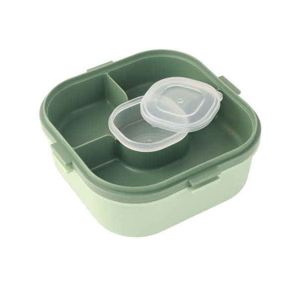 Suurikapasiteettinen kannettava lasten lounasrasia, jossa lokero dippikupille, mikroaaltouunissa lämmitettävä bento-rasia