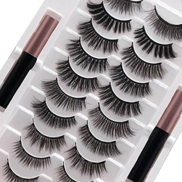 20 st magnetiska 3D-lösögonfransar återanvändbara fluffiga magnetiska konstgjorda fransar eyeliner för smink svart