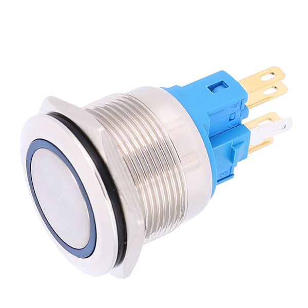 2 stk. DC12-24V IP65 22mm Ring Reset Knap 6-Pin Trykknap Switch Tilbehør Blå
