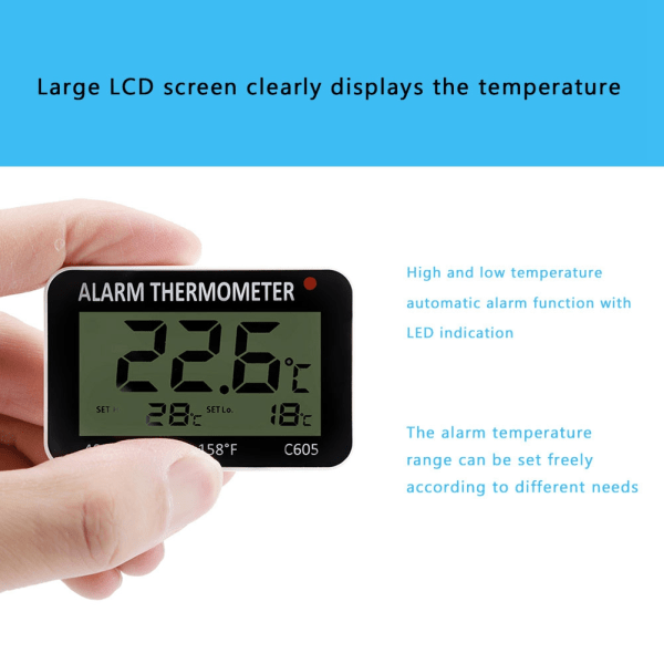 Stort LCD-kylskåp Kyl och frys Digital termometer temperaturmätare med stativ