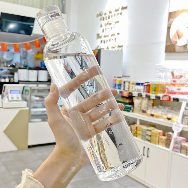 Läcksäker 500 ml genomskinlig vattenflaska med hög borosilikat teware med print för kontor (flerfärgad)