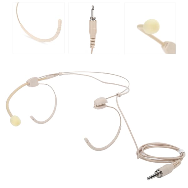 Beige 3,5 mm Jack Han Skruelås Binaural Hængende Mikrofon til Bodypack Sender