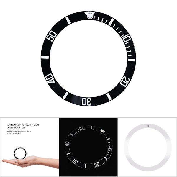 Klocka Armbandsklocka Aluminium Material Loop Bezel Insert Ring Ersättningsdel (Svart)