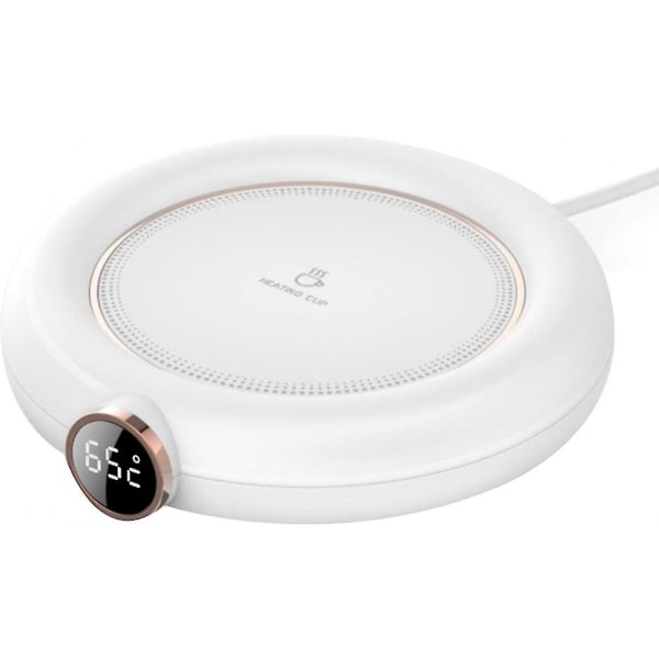 USB Kopvarmer med Automatisk Slukning, 3 Justerbare LED Varmebrikker, Hvid