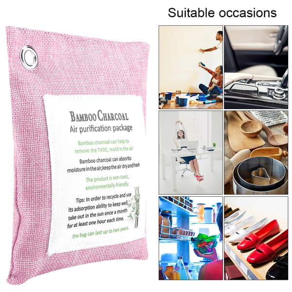 8 farver luftrensende pose aktivt kul bambus lugtfjerner bil deodorizer pink