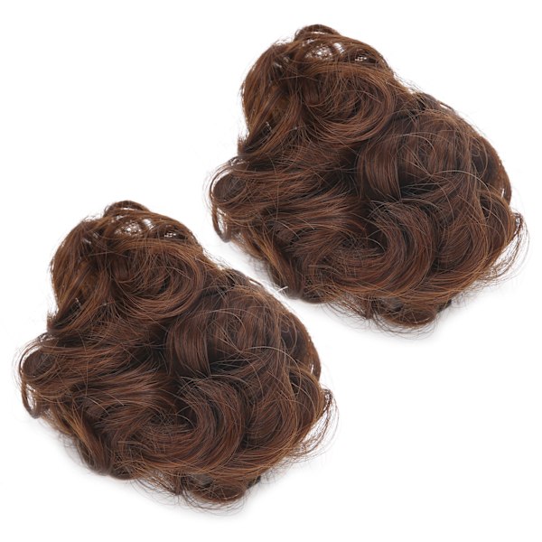 2st Ljusbrun Kvinnor Smutsigt Hårbulle Högtemperaturfiber Syntet hårstycke Chignon