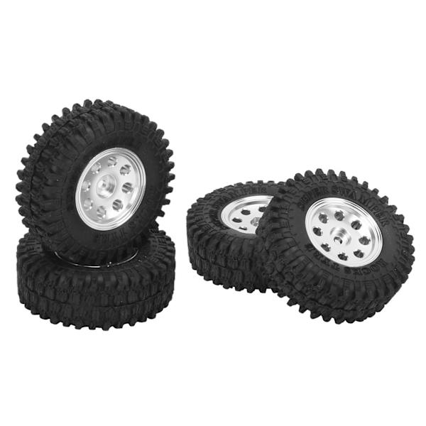 4 stk. Microbildekk i gummi 1/24 Beadlock RC klatredekk for Axial SCX24 AXI00002 sølv