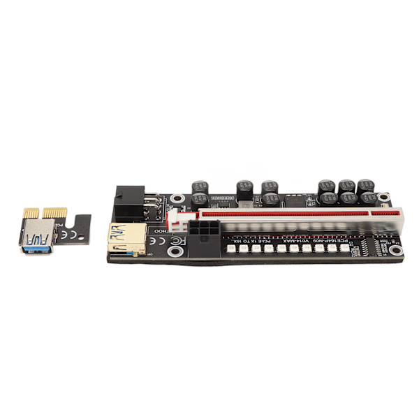 PCIE Riser Strømadapterkort 6 Pin Kompatibel 1X 4X 8X 16X PCIE Interface Plug and Play USB Riser Strømadapterkort Sort