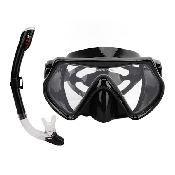 Justerbar snorkelutrustning för vuxna, snorkelset med andningsrör, svart