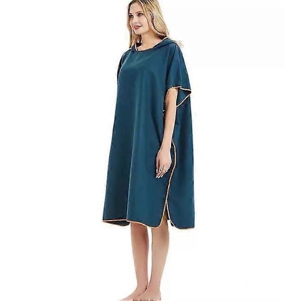 Badehåndklæde, badekåbe poncho med hætte, hurtigtørrende, mikrofiber badekåbe, absorberende sjal, transportabelt badehåndklæde med hætte.