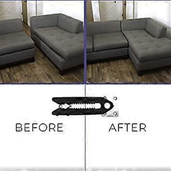 (4-pak) Sofaklemmer i stål, skridsikre sektionsforbindere til glidende sofaer - Forhindrer gulvridser og store huller i din sofa med nem installation