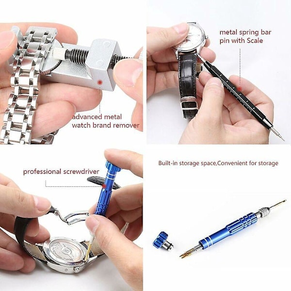 Klockreparationssats, Professionell Verktygssats för Fjäderstift, Verktygssats för Länkstift till Klockarmband med Bärväska
