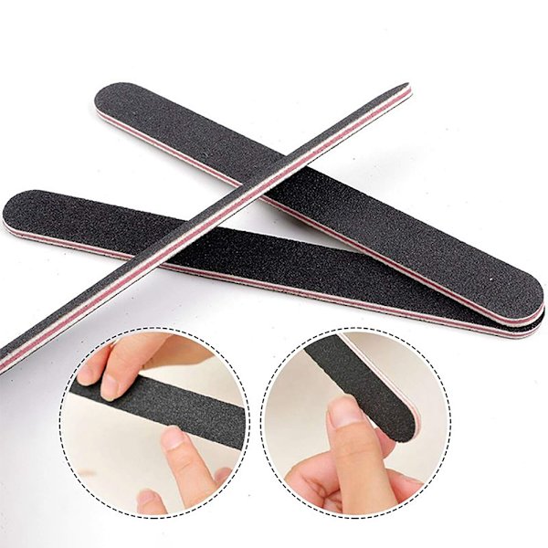 10 stk. Professionelle dobbeltsidede 100/180 grit neglefile Emery Board Neglebufferfiler Manicure Pedicure Værktøjer