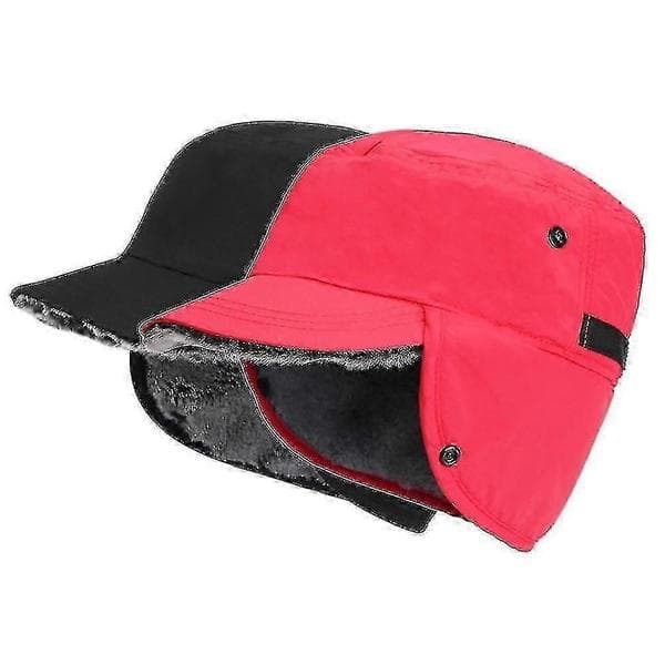 Vintervarm lue med øreklaffer og skjerm Basecap Trapper Vanntett Unisex DHI Rød Red 58-60cm