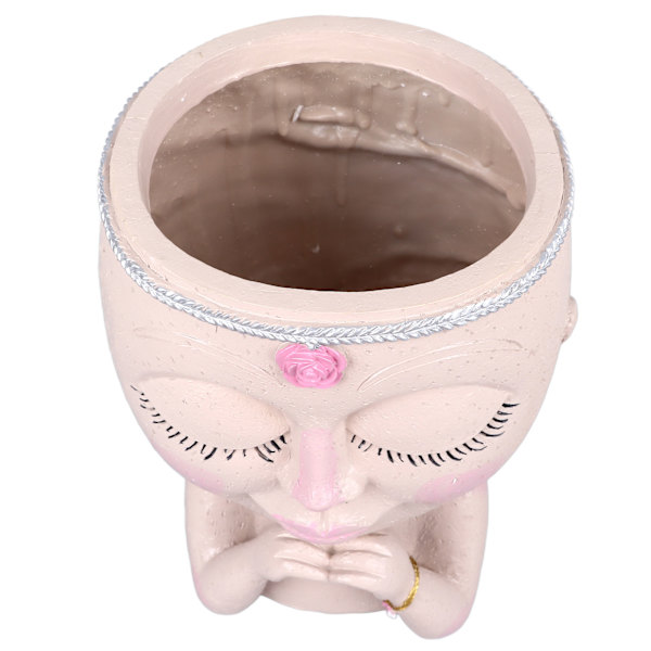 Ansiktsplanter Pot Resin Love Style Lady Head Sukkulent Planter Kvinne Ansikt Blomsterpotte med Dreneringshull Spader for Innendørs Utendørs Hvit