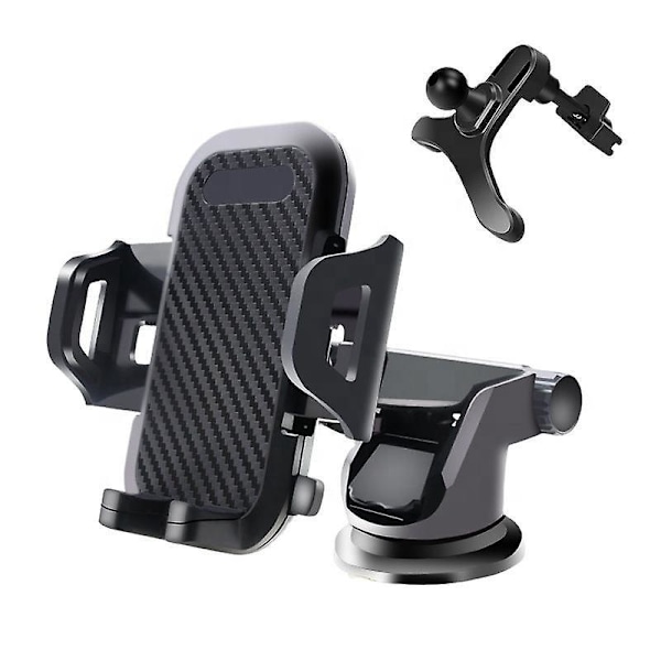 3 i 1 Bilmobilholder Sugkopp Dashbord Vindrute Grill 360 Graders Rotasjon Stabil og Robust