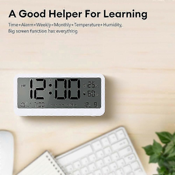 Digital Väckarklocka LCD-Display Batteri Snooze Temperatur Kalender Bordsklockor