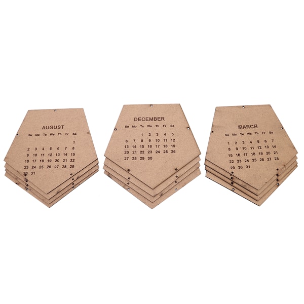 2020 Unik DIY Tregulvkalender Geometrisk Tredimensjonal Skrivebordskalender Hjemmekontor OrnamentBrun