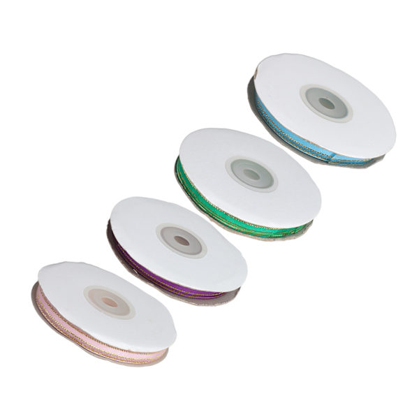4 stk. 9 mm bredt transparent satinbånd i farverigt polyester chiffon til gaveindpakning