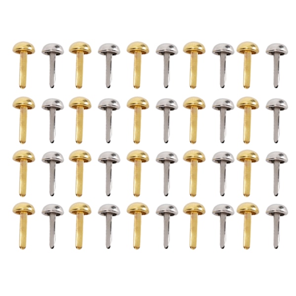 40 stk 6 mm Mini Brads Gull Sølv Galvanisering Runde Messing Metall Paper Festeers Brads for DIY Craft Scrapbooking