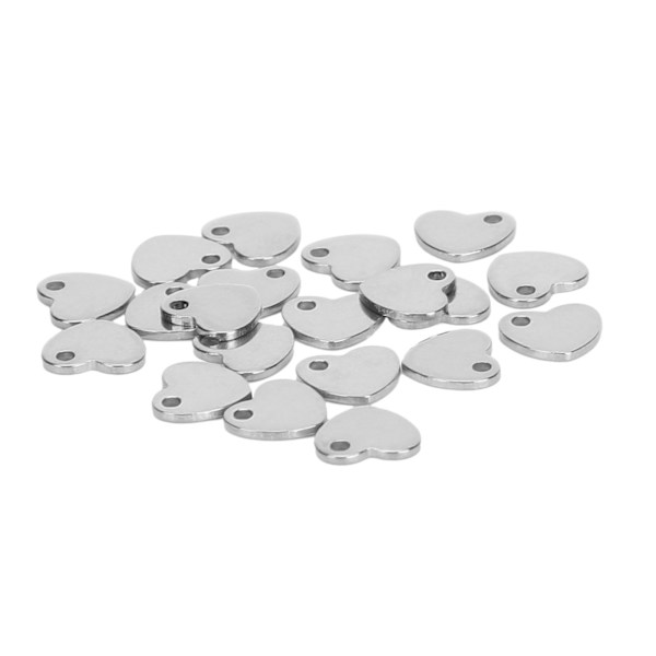 20 kpl Tee-se-itse sydämen muotoinen riipus ruostumattomasta teräksestä ja reikäkorujen valmistustarvike (teräksen väri 6,5 x 7 mm)