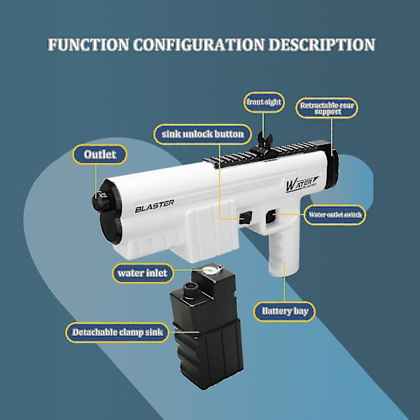 Kraftfulla elektriska vattenpistoler - helautomatiska för vuxna och barn, perfekta för pool- och strandkul blå