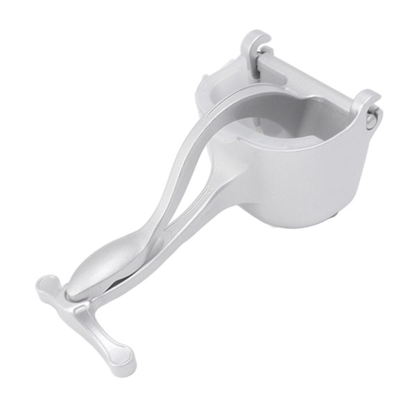 Manuel Citruspresser i aluminiumlegering, bærbar appelsin- og citronpresser, frugtpresser med 2 tragte, sølv