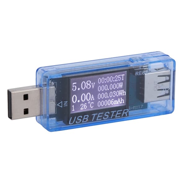Tester Digital USB Spenning Strømmåler Voltmeter 8 I 1 Detektor 0‑5A 0‑150W 4‑30V Blå