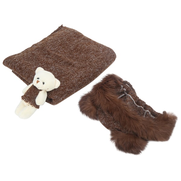 Nyfödd babyfotografering rekvisita babybildkläder hatt filt leksak set för spädbarn (kaffe hatt filt leksak)