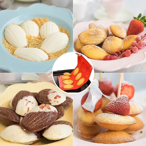 1 stk. 9 Hullers Silikone Madeleine Form til Kage, Chokolade, Budding, Mousse, Konditorform, DIY, BPA Fri (Tilfældig Farve)