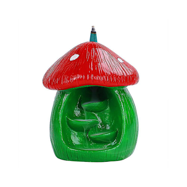 12*10cm Søte Sopper Røkelsesbrenner Foss Bakover Røkelsesbrenner Kreativ Resin Øse Teseremoni Sandeltre Hjem Bakstrøm Grønt Resin Materiale