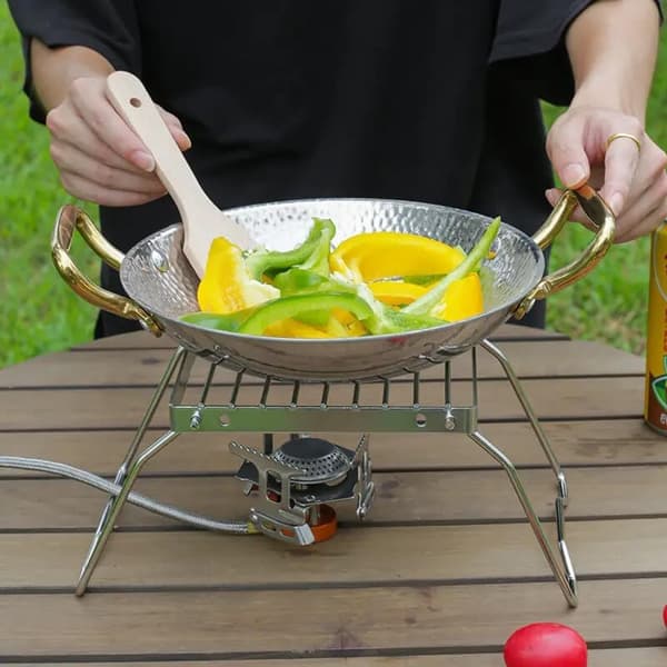 1 bærbart udendørs grillstativ med justerbar foldbar aroma og net i rustfrit stål, velegnet til picnic og udendørs madlavning