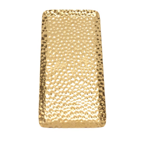 Hamrad bricka utsökt luktfri serveringsbricka i rostfritt stål för vardagsrum sovrum kök badrum 19,5x9,5cm guld
