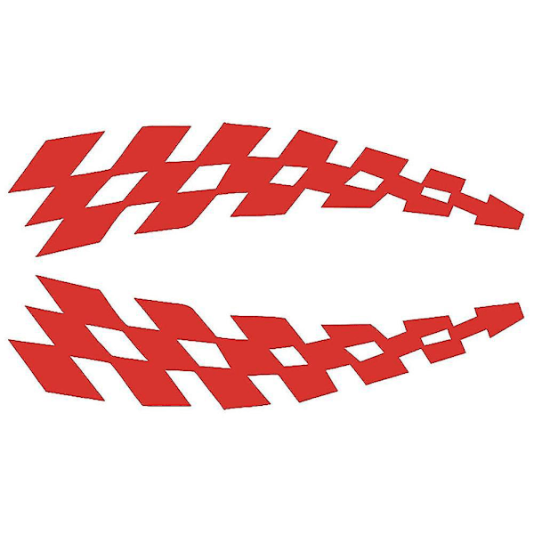 Plaid Flag Racing Car Decals - Reflective Safety Wheel Eyebrow Stickers Red