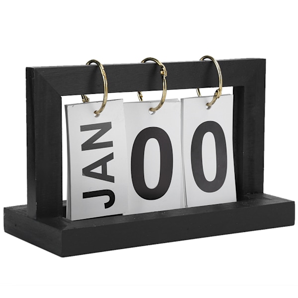 Träkalender Svart Retro Sida Vändning Enkla Hem Studie Rum Skrivbord Dekorationer
