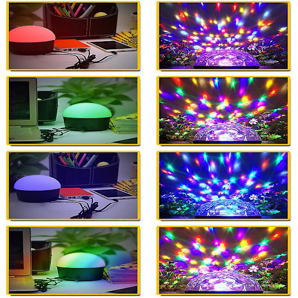 USB Diskokule, Diskospeilkule, Diskolyskule, Fjernkontroll LED Belysning Scene Lampe for Fest, Kveld, Bar, Bursdag, Klubb, DJ Disco, Gave, K