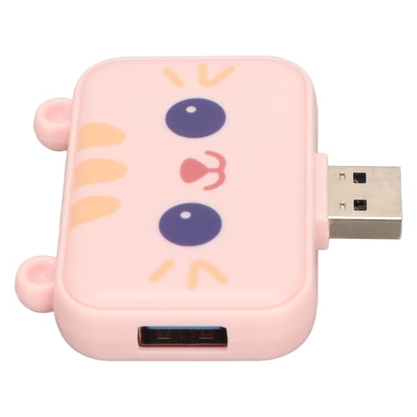 3-i-1 USB-hub multifunksjonell USB A til USB3.0 og 2 USB2.0 USB-portutvider for mus, tastatur, bærbar PC, rosa