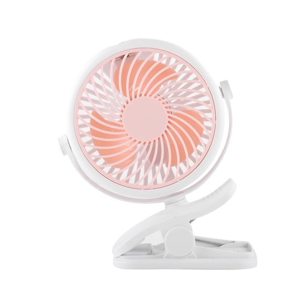 Bærbar genopladelig Sakura Powder Mini USB-ventilator med klips - 360 graders rotation, 3 hastigheder, støjsvag ventilator til barnevogn, bil, camping, rejser, kontor.