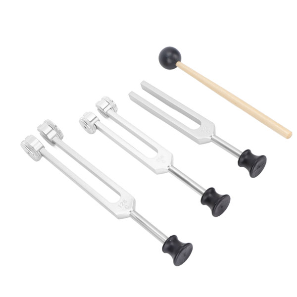 Set av aluminiumlegering 128 256 512Hz Bärbar stämgaffel Healing Instrument för hem klinisk silver
