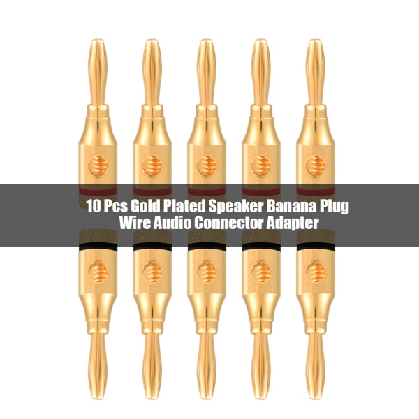 10 st Guldpläterade högtalare Bananplugg Wire Audio Connector Adapter