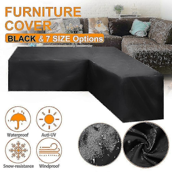 Vanntett Hjørnemøbeltrekk i Rattan - 12 Størrelser L-Form - Hage Uteplass Utesofa Beskytter 286*222*82cm