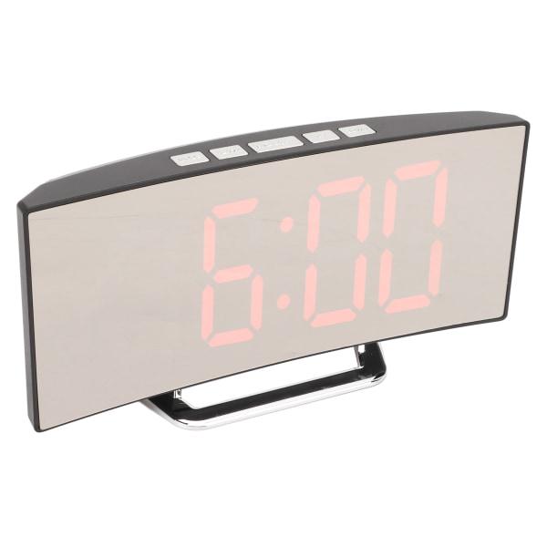 Spegel Digital Väckarklocka Temperatur Display LED Böjd Spegel Digital Elektronisk klocka för Hem Sovrum Inredning Röd LED