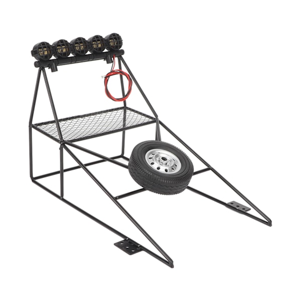 RC Bakre Hink med Däck Taklampa Flagga Bilmodell Bakre Hink Rullbur för WPL D12 1/10 RC Lastbil Gul