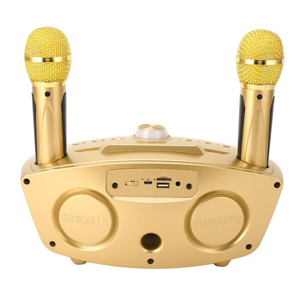 Bærbar Bluetooth-høyttaler Karaoke-maskin med 2 trådløse mikrofoner Hjemmestil KTV SD306 Mikrofon